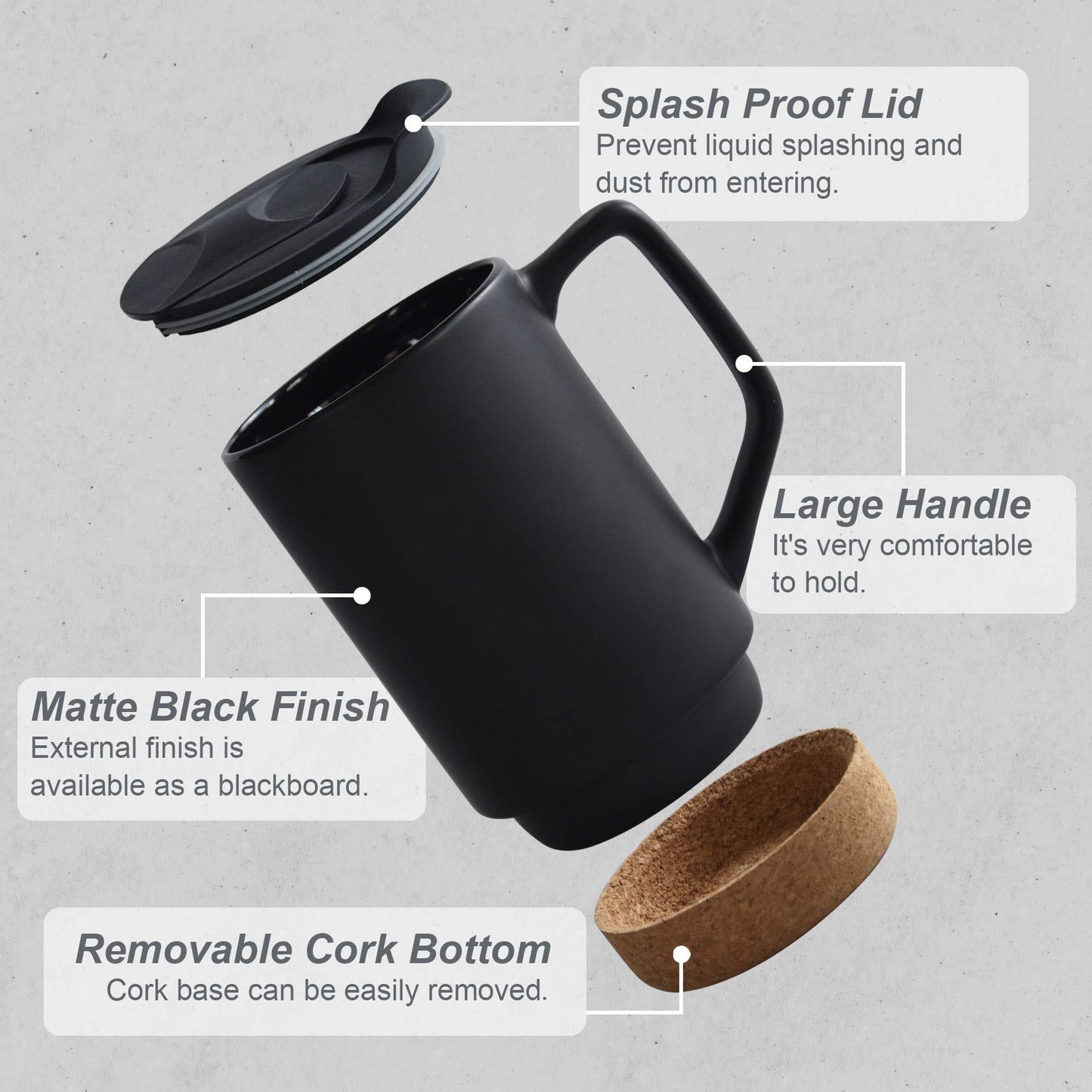 Bell Hunt and Hound Coffee Mug with lid and Removable Cork Base